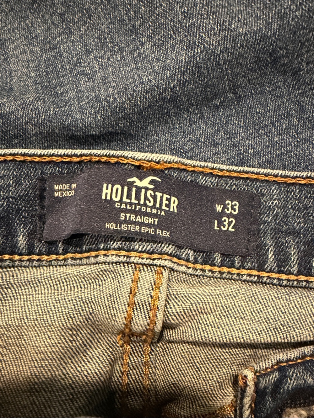 Hollister Men's Straight Jeans - Dark Denim Blue 33x32